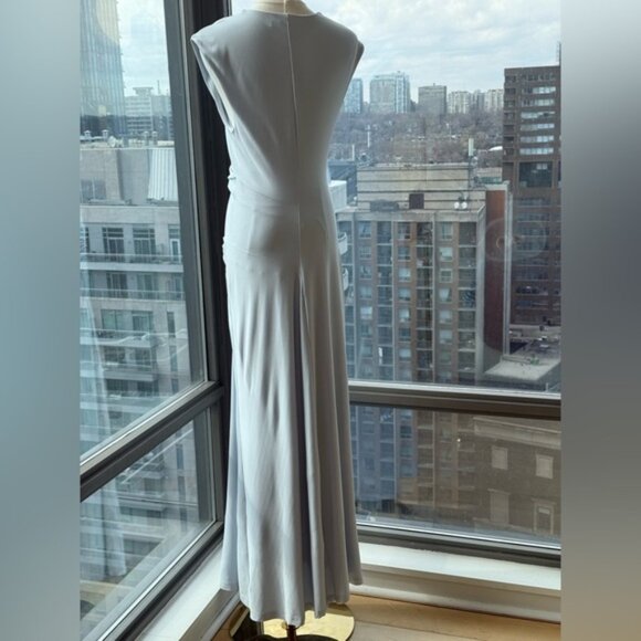 🆕 SIMKHAI 🧿 NWOT Acacia Draped Ruched Jersey Midi Dress, Blue Haze - Sz L - Picture 7 of 15